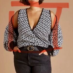 NWT Anthropologie Maeve Floral Sweater Pull Over Tank  Size L